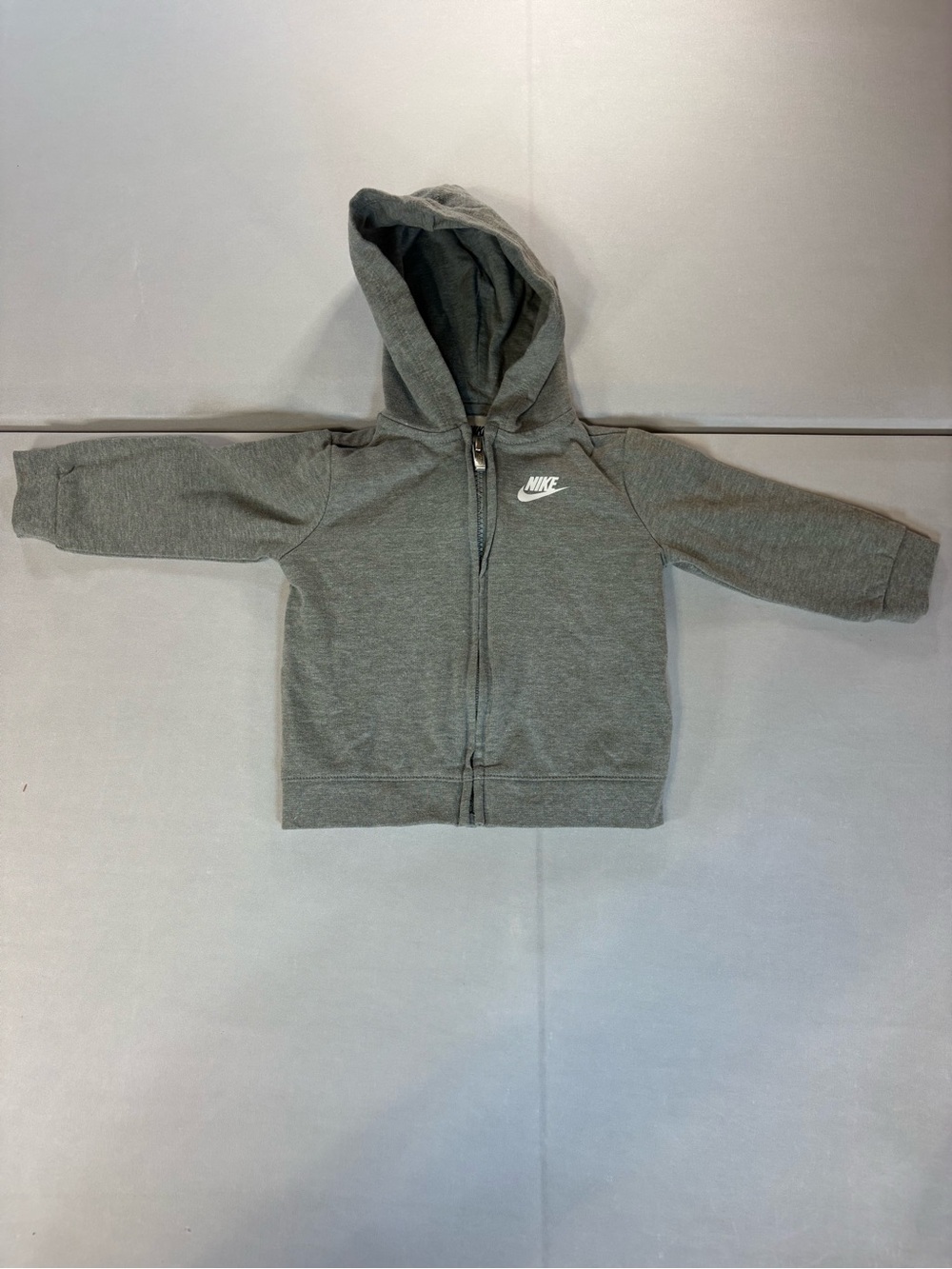 Nike Baby 9M Gray Full Zip Hoodie Swoosh Logo Infant 68-74 cm